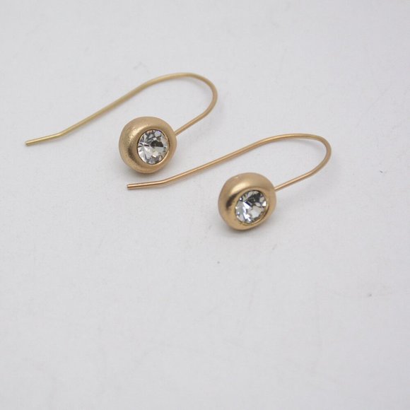 Chico's matte gold bezel cz ear wire earrings NEW no card - Picture 3 of 5